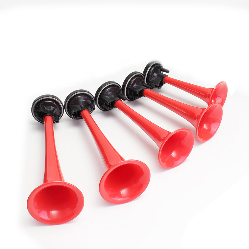 5pcs 178DB 12V Compressor Air Horn Kit Red Trumpets Dukes Car Truck