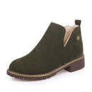 Winter Warm Women Chunky Cut Out Booties Slip On Ankle Boots Low Mid Heel Flat Shoes