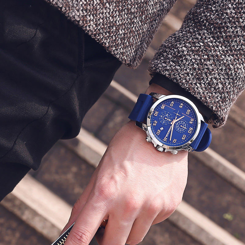 OCHSTIN GQ080 Bussiness Style Male Wristwatch Silicone Band Analog Sport Quartz Watch