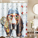 Modern Animal 3D Waterproof Polyester Shower Curtain Dog Octopus Pattern With 12 Plastic Hooks For Bath And Shower
