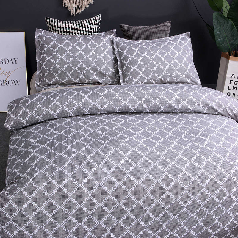 3 PCS Bedding Sets Geometric Abstract Style Quilt Cover Pillowcase For Queen Size