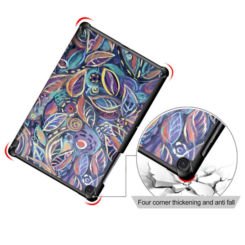 Tri-Fold Pringting Tablet Case Cover for Samsung Galaxy Tab S5E SM-T7290 SM-T725 Tablet - Tree Leaves