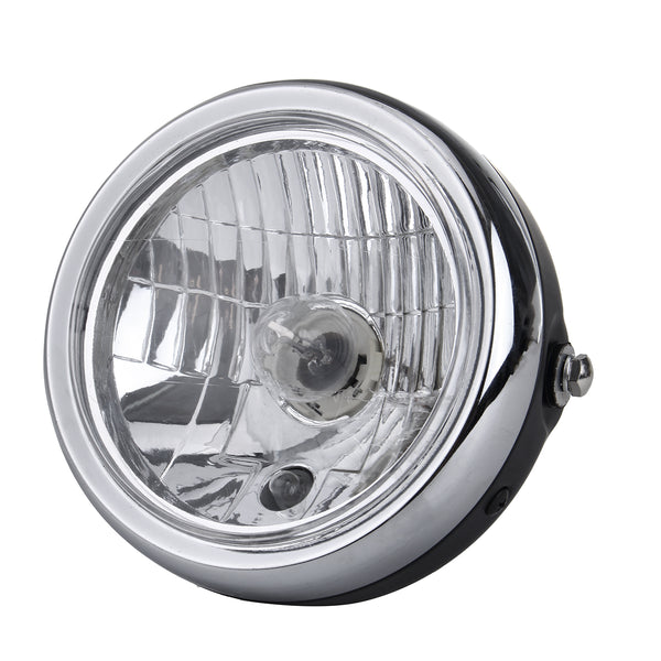 6 Inch H4 Metal Motorcycle Headlight Hi-Lo Beam Headlamp Cafe Racer Halogen Bulb Universal