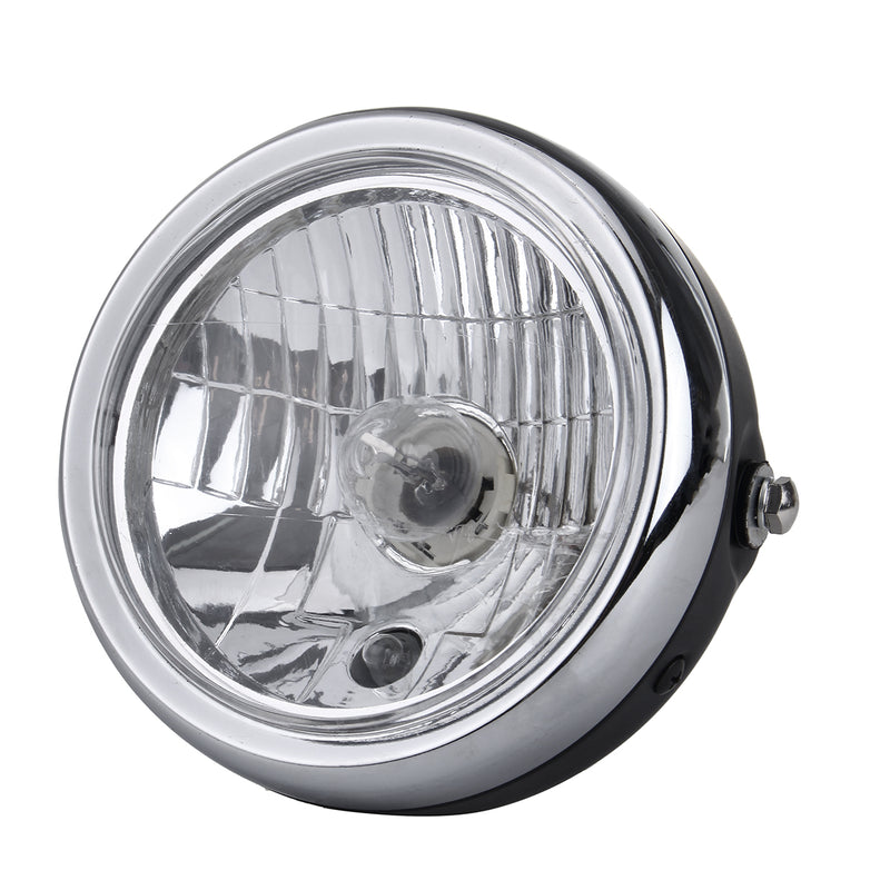 6 Inch H4 Metal Motorcycle Headlight Hi-Lo Beam Headlamp Cafe Racer Halogen Bulb Universal