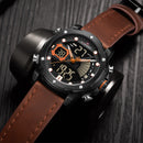 NAVIFORCE 9172 Calendar Luminous Display Quartz Watch Genuine Leather Strap Men Watch