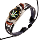 Punk Multilayer Unisex Bracelets Wooden Beads Maple Leaf Bracelet for Men
