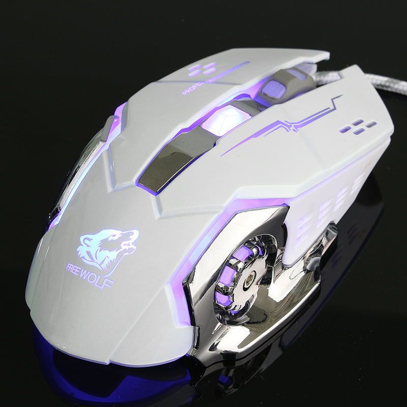 Free Wolf 4000DPI 6 Button LED Optical Gaming Mouse Mechanical Macro Programmable for PC Laptop