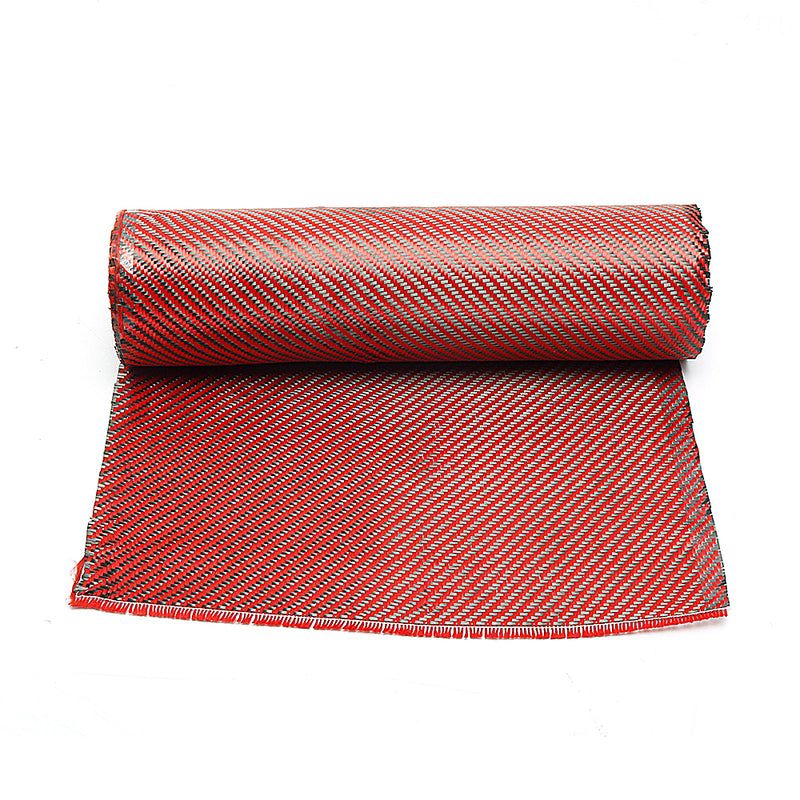 1m 3K 200g Red Carbon Fiber Hybrid Fabric Cloth Twill Weave Cloth High Strength for Building Bridge Construction Repair