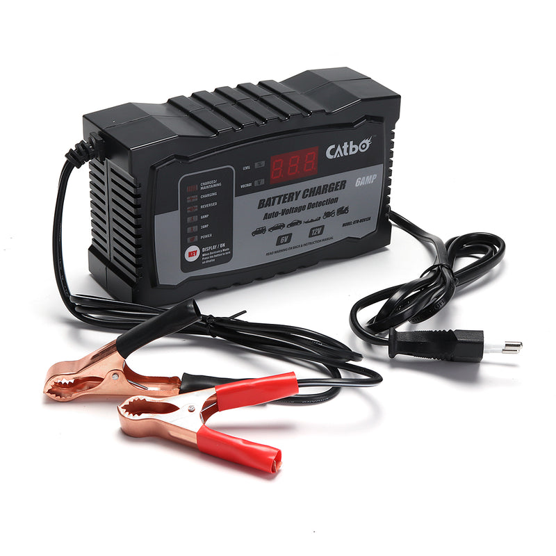 6/12V 2/6A Automatic Smart Lead Acid Battery Charger For Car Motorcycle US/EU Plug