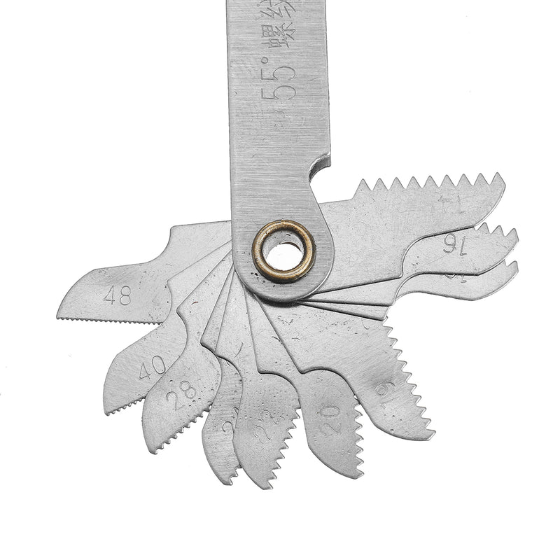 20PC Blades Metric 55/60 Screw Pitch Thread Measuring Gauge Dual Gage Tool