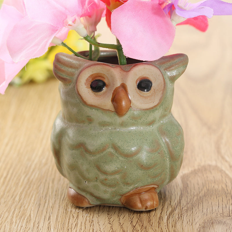 Garden Ceramic Owl Mini Flower Pot Succulent Plants Planters Office Desk Decor