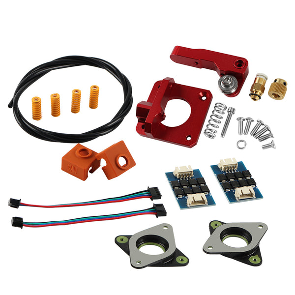 1x Upgraded Long-Distance Remote Metal Extruder + 1x 1m PETG Tube + 4x Leveling Spring + 2x Heating Block Silicone Cover + 2x Stepper Motor Shock Absorber + 2x TL-Smoother Addon Module for 3D Printer