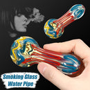 Yellow Patterned Glazed Glass Pipe Spoon Shape T obacco Herb Tube Portable Hand Crafts Pipes