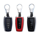 Leatherette Metal Car Key Fob Chain Case Cover Trim For Toyota Camry 2018-2019
