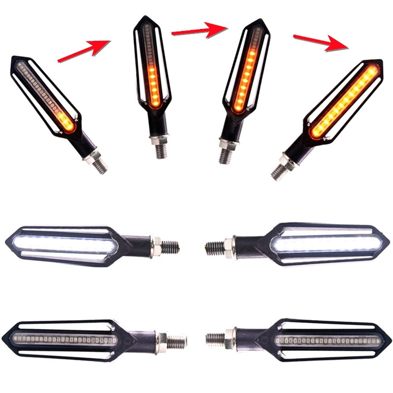 4x Sequential Flowing 24 LED Turn Signal Indicator + White DRL + Red brake Lights