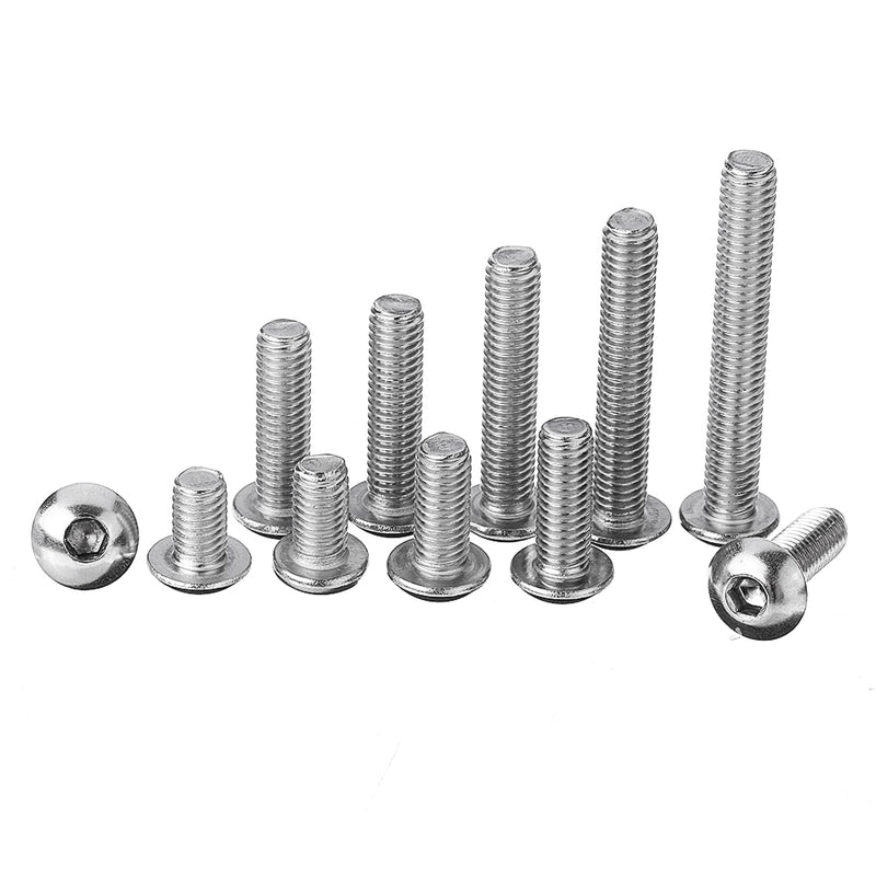 Suleve M5SH7 165Pcs M5 Hex Socket Button Head Screw 304 Stainless Steel Bolt Assortment Set