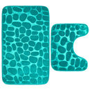 2Pcs Waterproof Bath Carpet Stone Pedestal Memory Foam Mat Bathroom Non-slip Set