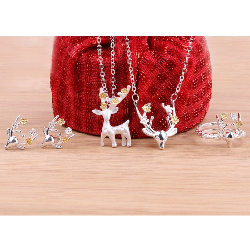 Elegant Deer Head Ring Adjustable Sliver Ring For Christmas Zinc Alloy Women Ring