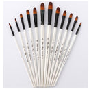Zhuting 12 Pcs 0013FR 0013A Front / Oblique Nylon Writing Brush Set