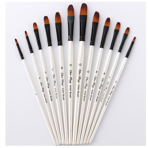 Zhuting 12 Pcs 0013FR 0013A Front / Oblique Nylon Writing Brush Set