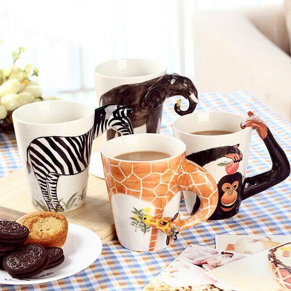 Handmade 3D Animal Shape Coffee Milk Tea Mug Ceramic Water Cup Festival Birthday Gift