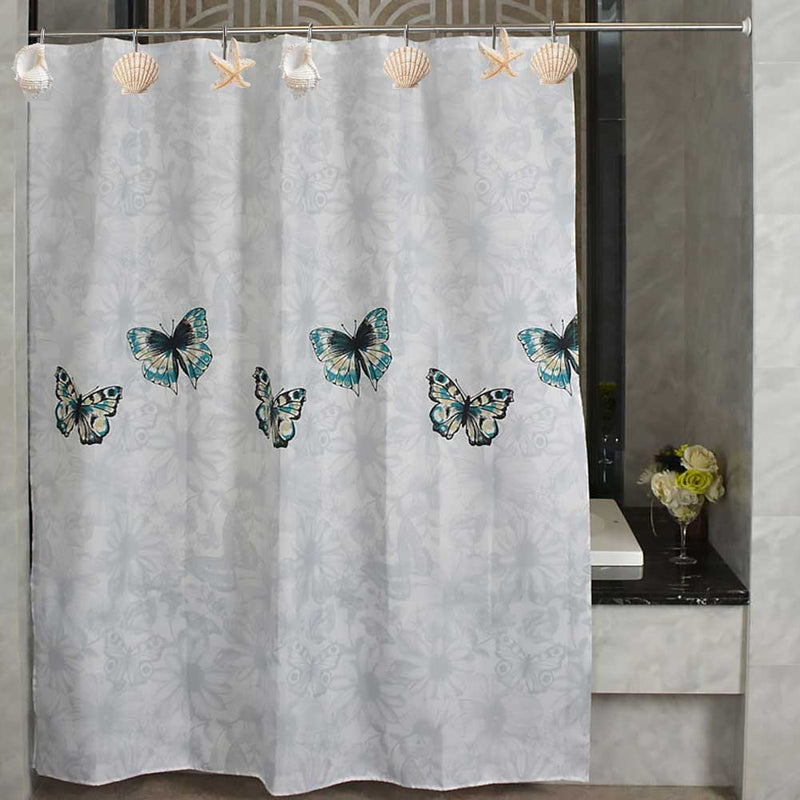 12Pcs/Box Stainless Steel Resin Bathroom Curtain Hook White Brown Starfish Shell Conch Mixed Pattern