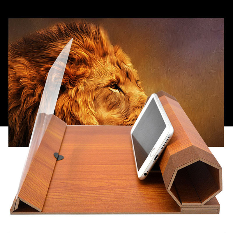 Unversal 12" 3D HD Rollable Wood Phone Screen Magnifier Video Movie Amplifier For Smart Phone