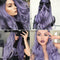 Light blue T color lady's synthetic fiber front lace wig high temperature silk half hand hook long curly hair