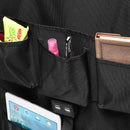 Black Oxford Car Seat Back Storage Bag Multi-Pocket with 4 USB Ports Universal