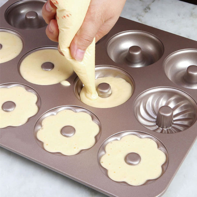 Stainless Steel  12 Continuous Mold Non-stick Household Donut Cake Mold Small Bread Baking Mold