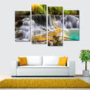 Miico Hand Painted Four Combination Decorative Paintings Ancient Small Waterfall Wall Art For Home Decoration