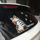 3D Car Stickers Cartoon White Cat Moving Tail Rear Window Wiper Reflective Decals