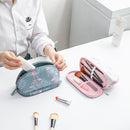 Oxford Large Capacity Double Layer Cosmetic Organizer Print Travel Portable Cosmetic Bag