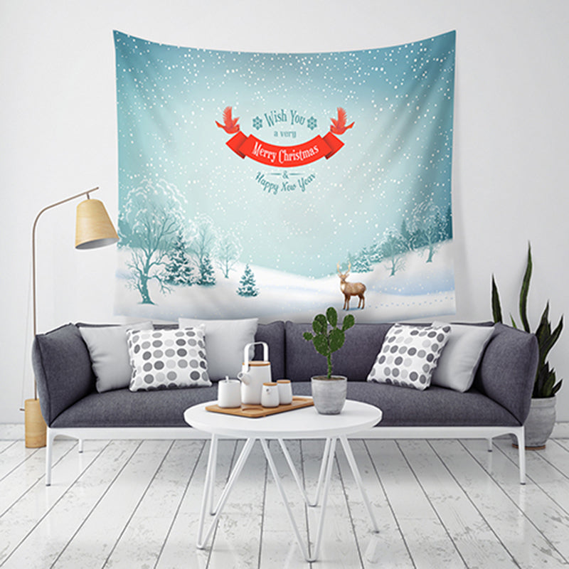 Loskii LWG4 Santa Print Wall Hanging Tapestry Art Christmas Tapestry Home Decor Christmas Decorations For Home