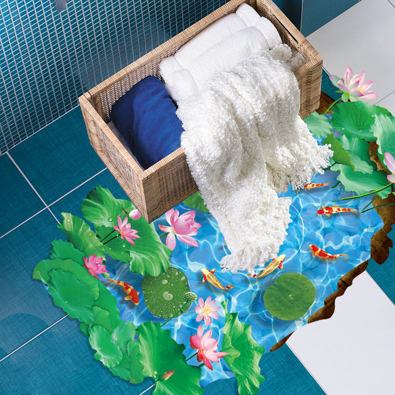 Miico Creative 3D Goldfish Lotus Pond PVC Removable Home Room Decorative Wall Floor Decor Sticker