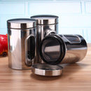 3Pcs Stainless Steel Tea Coffee Sugar Canisters Kitchen Storage Container