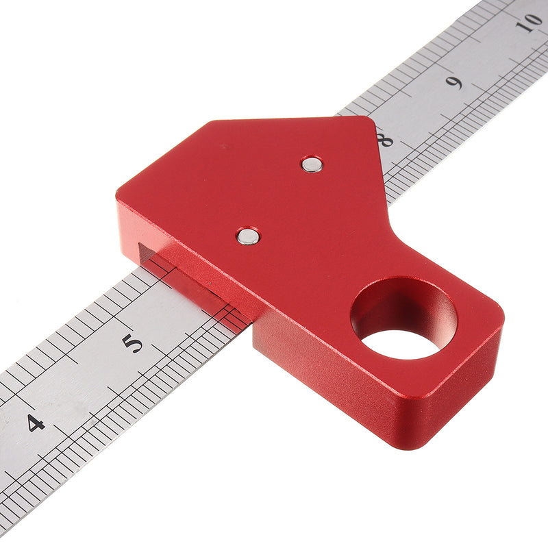 Adjustable 30cm Stainless Steel 45/90 Degree Line Scriber Angle Ruler Inch and Metric Magnetic Positioning Measuring Ruler Woodworking Tool