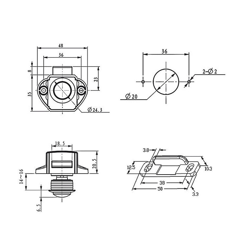 1 Set Push Button Alloy Drawer Cupboard Catch Lock Latch Knob Caravan Motorhome