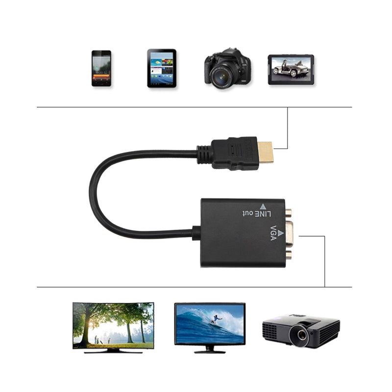 HDMI Male to VGA Female Video Cable Output Converter Adapter For PC DVD TV 1080P