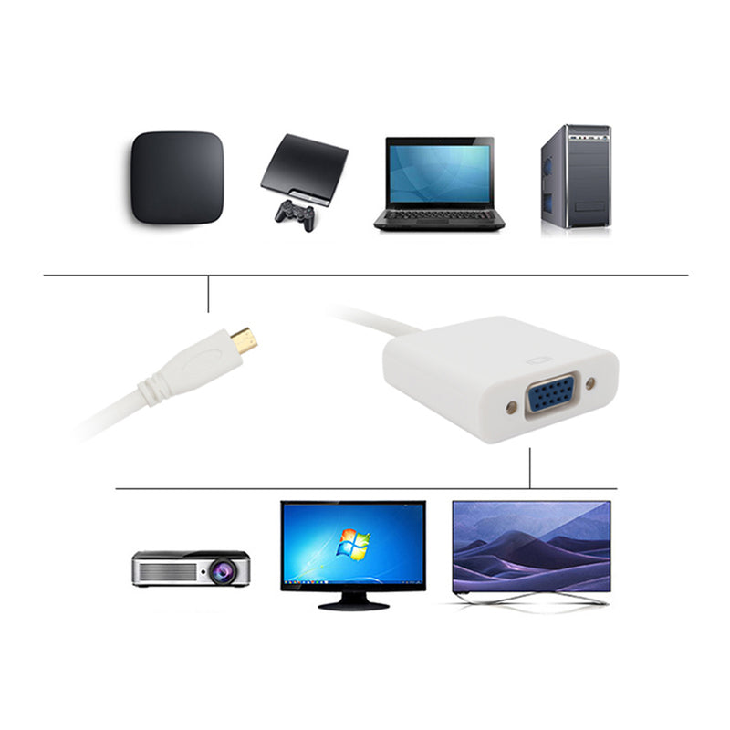 1 pc For Micro HDMI to VGA Female Video Converter Adapter Cable Projector
