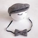 Newborn Baby Photography Props Photo Shoot Outfits Infant Cap Cabbie Hat with Bowtie Set Black White