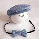 Newborn Baby Photography Props Photo Shoot Outfits Infant Cap Cabbie Hat with Star Bowtie Set Blue