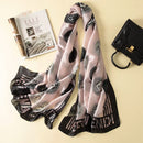 Women Flowers Elegant Imitated Silk Fabric Shawl Sunscreen Beach Scarf, Size: 90x180cm
