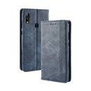 Magnetic Buckle Retro Texture Horizontal Flip Leather Case for Asus Zenfone Max Plus (M2) ZB634KL / Zenfone Max Shot ZB634KL, with Holder & Card Slots & Wallet (Blue)