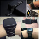 For Apple Watch Series 7 41mm / 6&SE&5&4 40mm / 3&2&1 38mm Fold Buckle 3 Beads Stainless Steel Watch Band(Black)