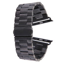 For Apple Watch Series 7 41mm / 6&SE&5&4 40mm / 3&2&1 38mm Fold Buckle 3 Beads Stainless Steel Watch Band(Black)