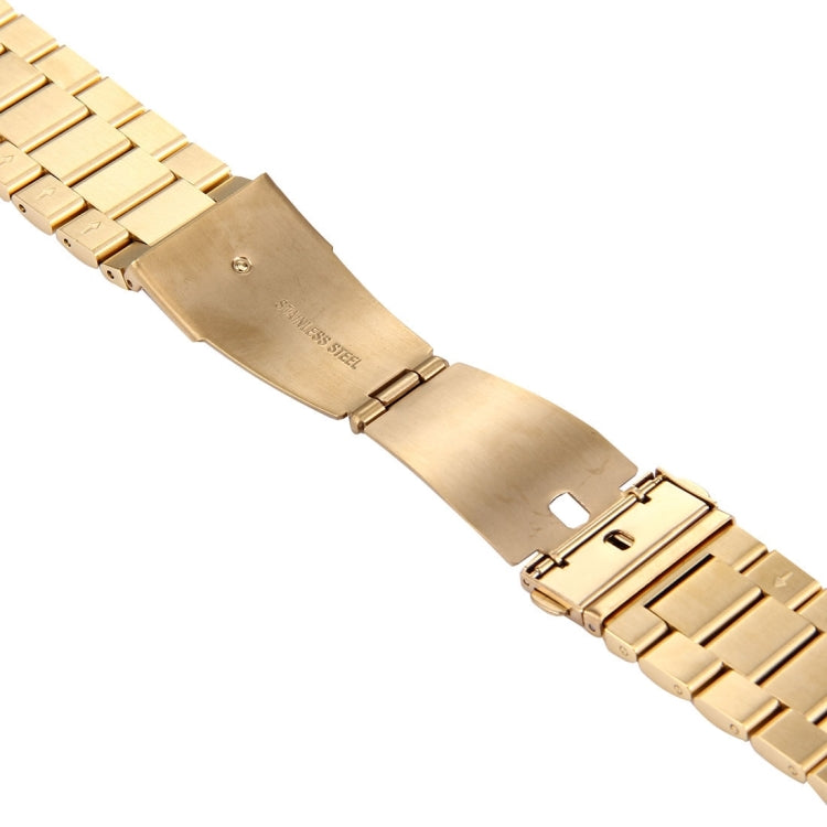 For Apple Watch Series 7 41mm / 6&SE&5&4 40mm / 3&2&1 38mm Fold Buckle 3 Beads Stainless Steel Watch Band(Gold)