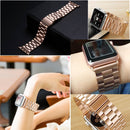 For Apple Watch Series 7 41mm / 6&SE&5&4 40mm / 3&2&1 38mm Fold Buckle 3 Beads Stainless Steel Watch Band(Rose Gold)