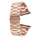 For Apple Watch Series 7 41mm / 6&SE&5&4 40mm / 3&2&1 38mm Fold Buckle 3 Beads Stainless Steel Watch Band(Rose Gold)