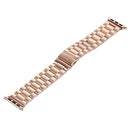 For Apple Watch Series 7 41mm / 6&SE&5&4 40mm / 3&2&1 38mm Fold Buckle 3 Beads Stainless Steel Watch Band(Rose Gold)